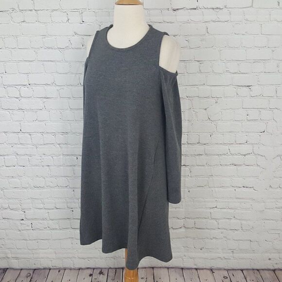 HAYDEN - LA Ribbed Cold Shoulder A-Line Dress S - Picture 3 of 5